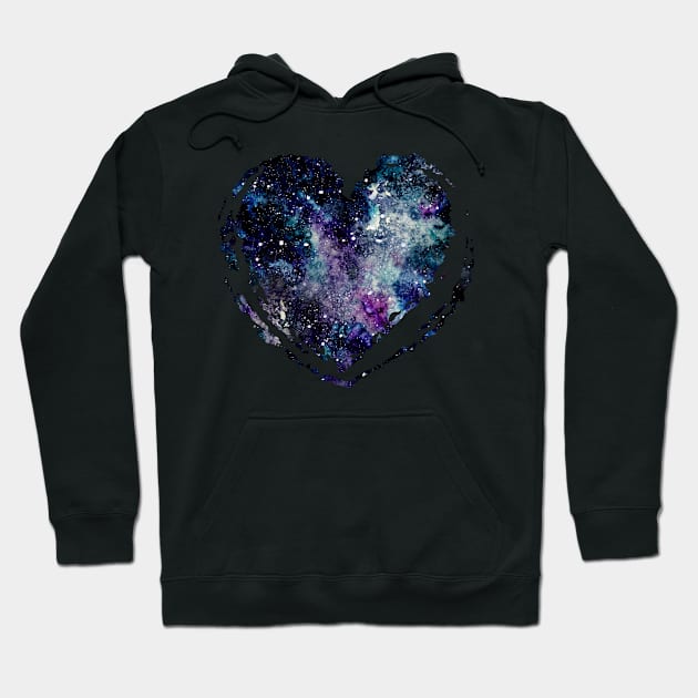 Watercolor Galaxy in Heart Hoodie by Cordata